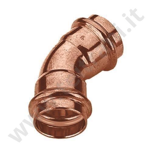 041PRG18 - CURVA FEMMINA FEMMINA A 45° IN RAME A PRESSARE  D. 18 PER GAS
